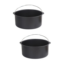 Set of 2 Cookware Turkey Fryer Frying Toaster Oven Tool Small Pan Round
