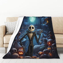 Koc polarowy „Miasteczko Halloween”, supermiękki i przytulny, odpowiedni do salonu, sofy i łóżka, 50 x 70 cali