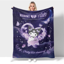 Niedliche Kuromi-Decke – Superweiche, kuschelige und warme Fleecedecke für alle Jahreszeiten, flauschige, leichte Plüschdecke für Bett, Sofa und