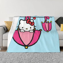 Hello Kitty Decke, Flanell-Fleece-Überwurfdecke, superweich, kuschelig, warm, Plüschbettwäsche für Sofa, Wohnzimmer, Schlafzimmer - 152 x 127 cm