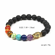 RSAMD7Chakra Healing Balance Perlearmbånd Lava Yoga Reiki Bønnestein Armbånd Hot-7 chakra steiner+Vulkanisk #7