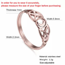 RSAMD Vintage Maan Ierse Knoop Ring Roestvrij Staal Verstelbare Ring Dames Huwelijksgeschenk - Verstelbaar - Roségoud
