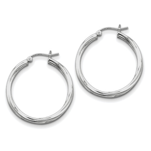 Pendientes de aro retorcidos de plata de ley rodiada de Primal Silver