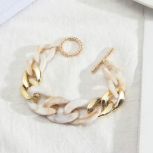 Collana e bracciale spessi in resina color caramella RSAMD da donna, gioielli alla moda - Beige