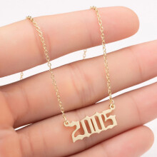 Collana con ciondolo a forma di numero dell'anno di nascita Yesbay1980-2019 in acciaio inossidabile con catena - Dorata2005#
