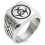 Stainless Steel Encircled Biohazard Geometric Pattern Biker Style Polished Ring 1