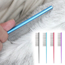 Feiona Pet Cat Dog Fine Tooth Comb Professional Hair Beauty Brush for Pet Cat Dog Stainless Steel Long Handle Comb Supplies
