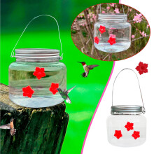 maxiaoxia Kolibri-Futterspender 500 ml, tragbar, zum Aufhängen im Freien für Garten, Hof und Terrasse, mit klarem Wasserreservoir