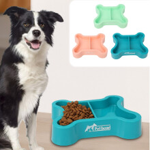Set de pat pentru câini și boluri duble Jacenvly la reducere - Compatibil cu tacâmurile pentru animale de companie, boluri anti-scurgere pentru