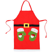 Weihnachtsschürze, Weihnachtsmannschürze, waschbare Servierschürze mit Tasche, Küchenschürze für Gartenarbeit und Kochen (roter Handschuh)