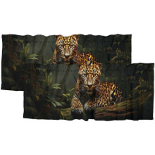 Cortinas de janela com estampa de leopardo, animais selvagens africanos, safari tropical, chita, bandô com bolso para varão, para sala de estar,