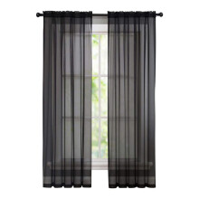 Painel de cortina transparente em voile amassado com bolso para varão, 40" x 79", painel único, preto