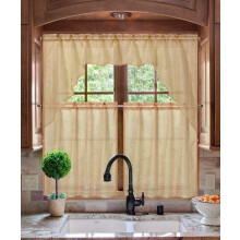 SAMIMPORT-2011 Cortinas de cozinha de organza transparente luxuosas e lisas na cor cinza Glam, 27" x 36" (2 painéis)