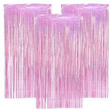 Conjunto de 3 Cortinas de Fundo com Franjas para Porta, Decoração de Porta, Cortina com Borlas, Fitas e Apliques Rosa de Plástico para Bebê