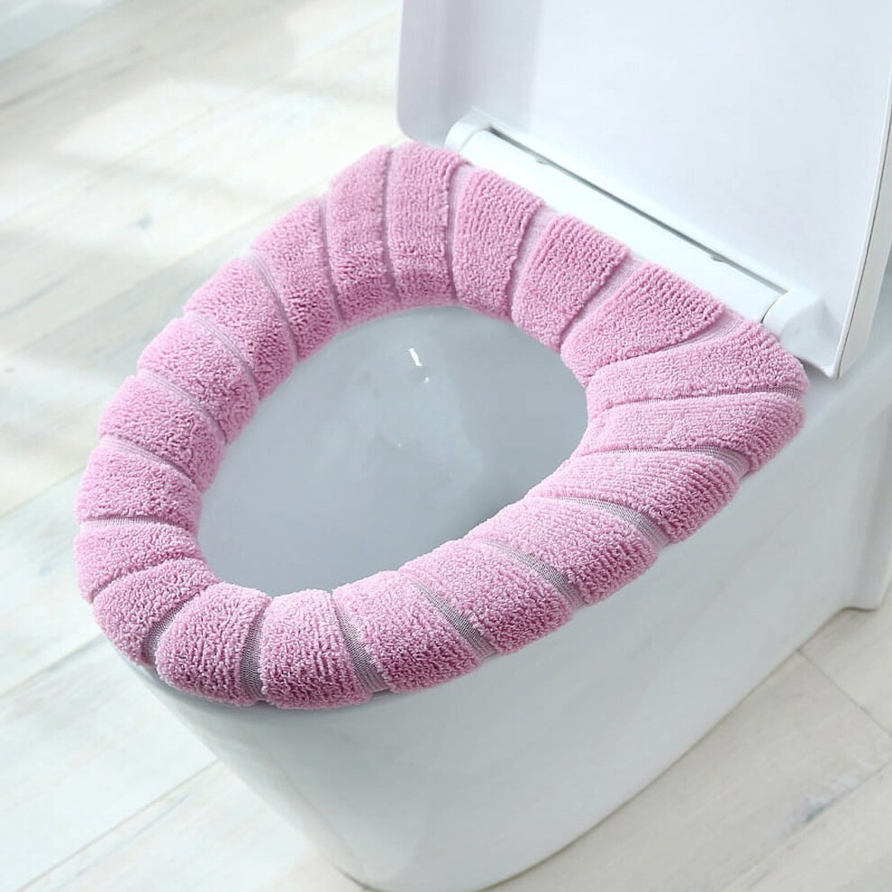 Bathroom Soft Toilet Seat Cover Pads, Thicker Warmer Washable, Stretchable, Easy Installation Cushion Lid Covers Pink 9004841106441