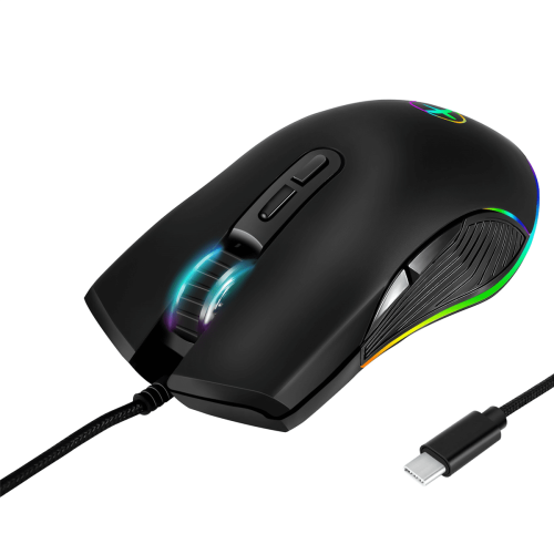 USB C Mouse Type Ergonomic Wired RGB Gaming Optical 1