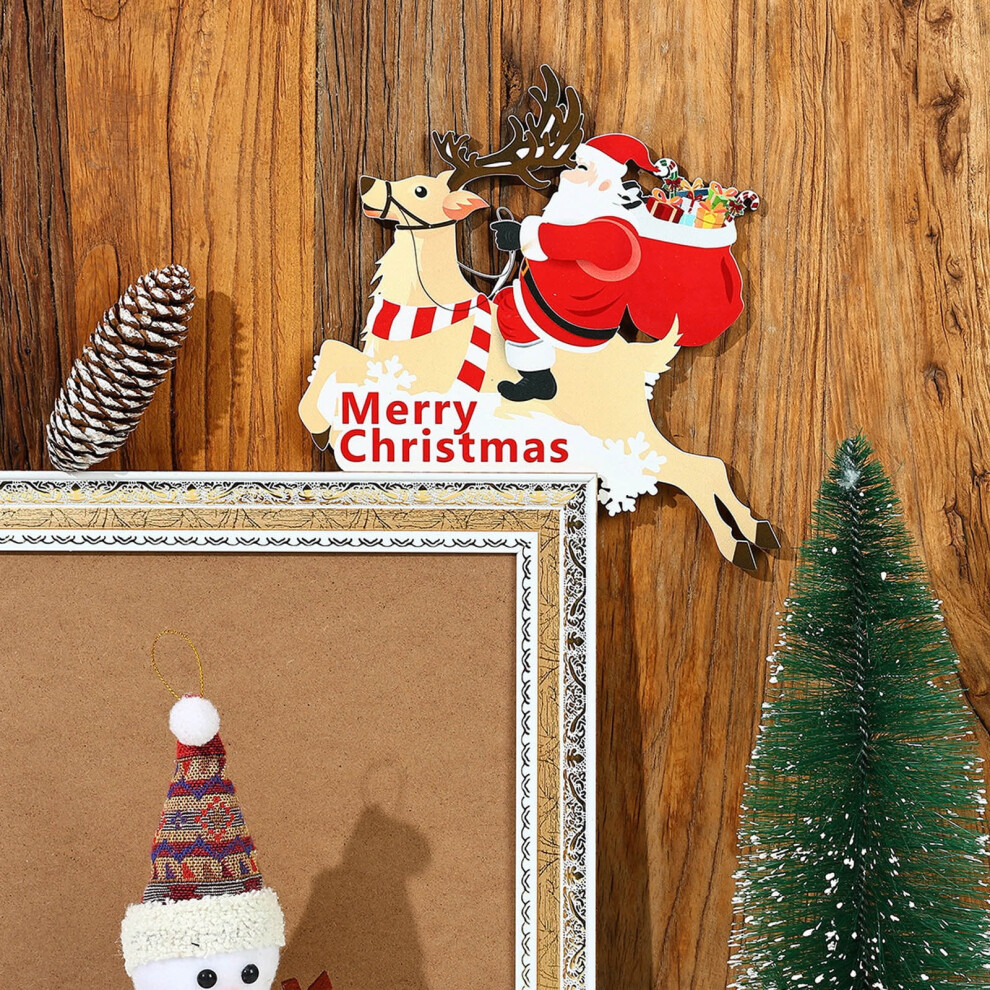 Ympuoqn Stereoscopic Santa Claus Deer Cart Wooden Door Corner Sticker Door Frame Festival Decorative Wall Sticker Colorful Wood, On Clearance 9004841109367
