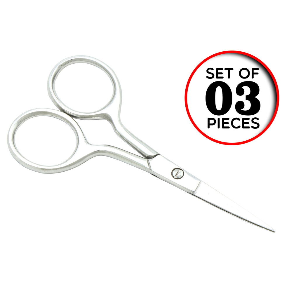 Stainless Steel Cuticle Scissors 3.5 Inch Precision Nail and Eyebrow Trimming 3Piece Set