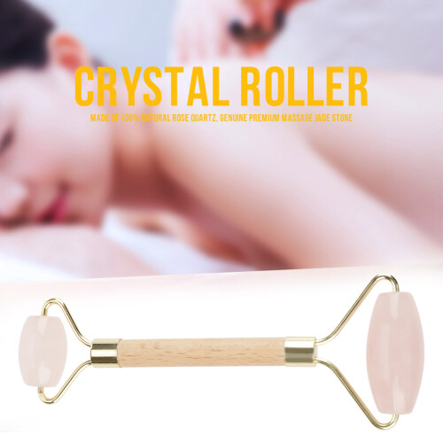 Ρολό προσώπου Rose Quartz για φυσική αντιγήρανση, μασάζ με κρύες πέτρες με πραγματικό 2