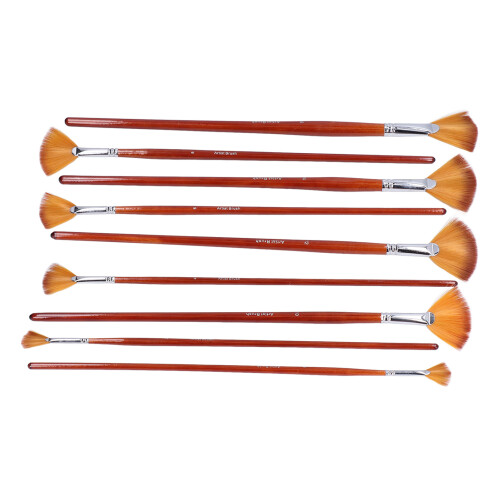 Νάυλον βούρτσες ανεμιστήρων καλλιτεχνών τρίχας για τη ζωγραφική, μακριά ξύλινη 2