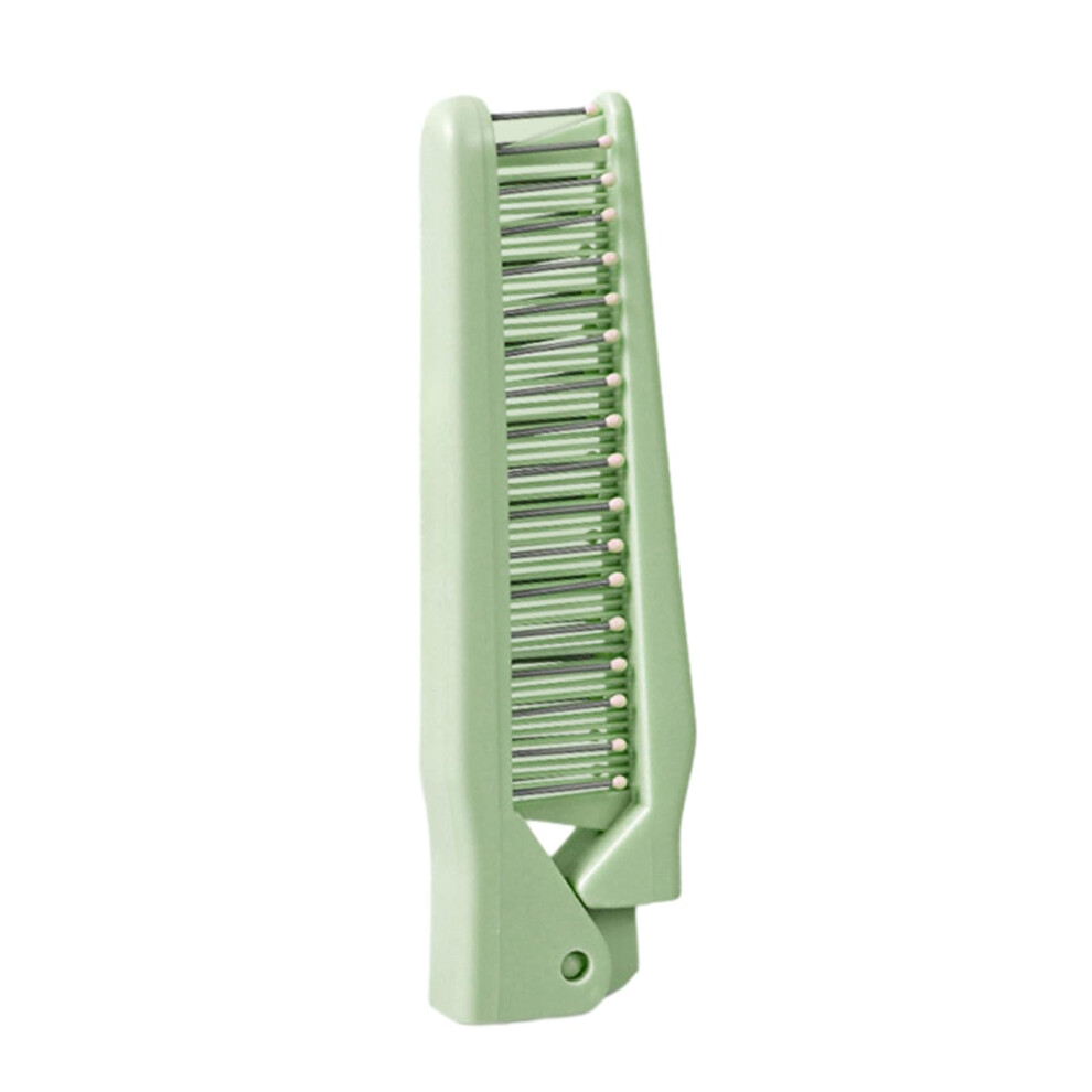 Unisex Green Folding Hair Comb With Dual Density Teeth For Detangling And Antistatic Hair Care, Travel Size