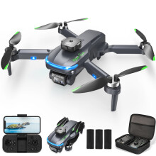 FAGINEY Drone met camera voor volwassenen en beginners, 1080p wifi foto- en video-FPV drone, borstelloze RC quadcopter met 3 accu's en draagtas, zwart