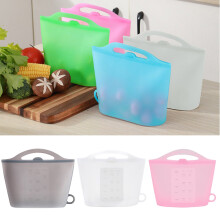 SUSUchens Sacchetto in silicone da 1 litro, chiusura ermetica per la conservazione degli alimenti, organizer per frigorifero, adatto per la