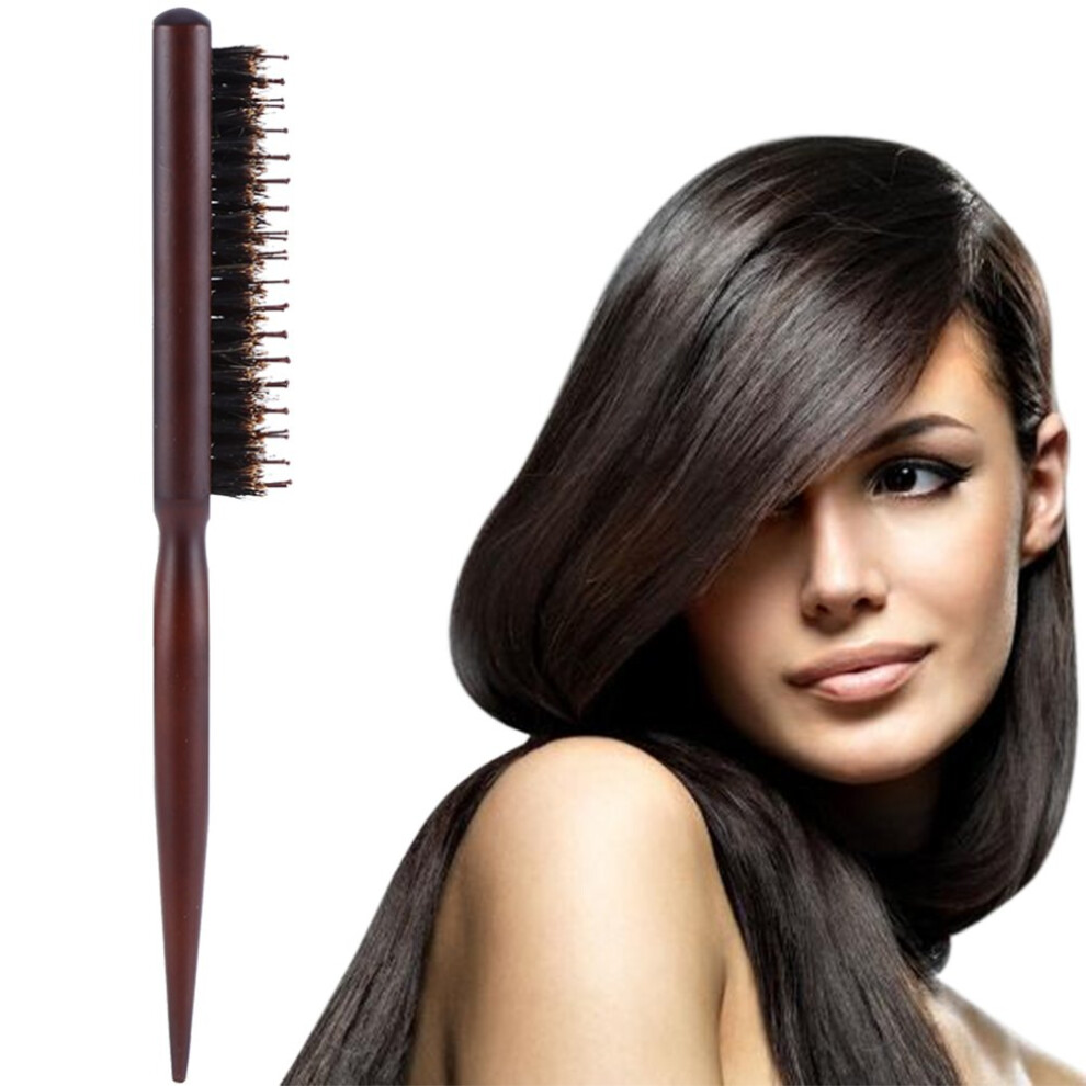 Boar Bristle Hair Brush with Wooden Handle for Detangling, Smoothing and Gentle Scalp Massage