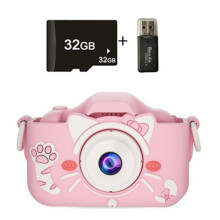 Cámara rosa para niños, cámara digital de 2 pulgadas para niños, cámara digital de juguete