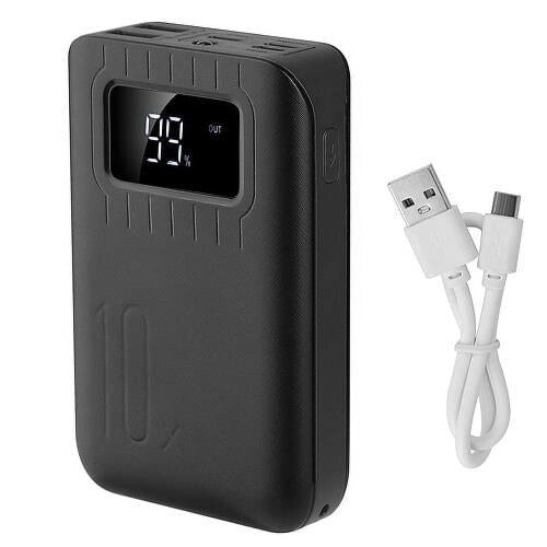 [Συσκευασία των 2] Φορητό Power Bank 10000mAh με διπλή USB, LCD, φακό, Type C, Micro USB, είσοδο Lightning