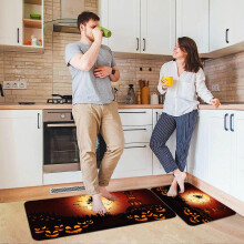 Kitchen Carpet (2 Pieces) Pumpkin Kitchen Carpet Washable Cushion Comfortable Kitchen Carpet Set