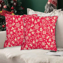 Housses de coussin de Noël 45 x 45 cm (lot de 2), coussins décoratifs rouges à motif sapin de Noël pour canapé, décoration de fêtes d'hiver,