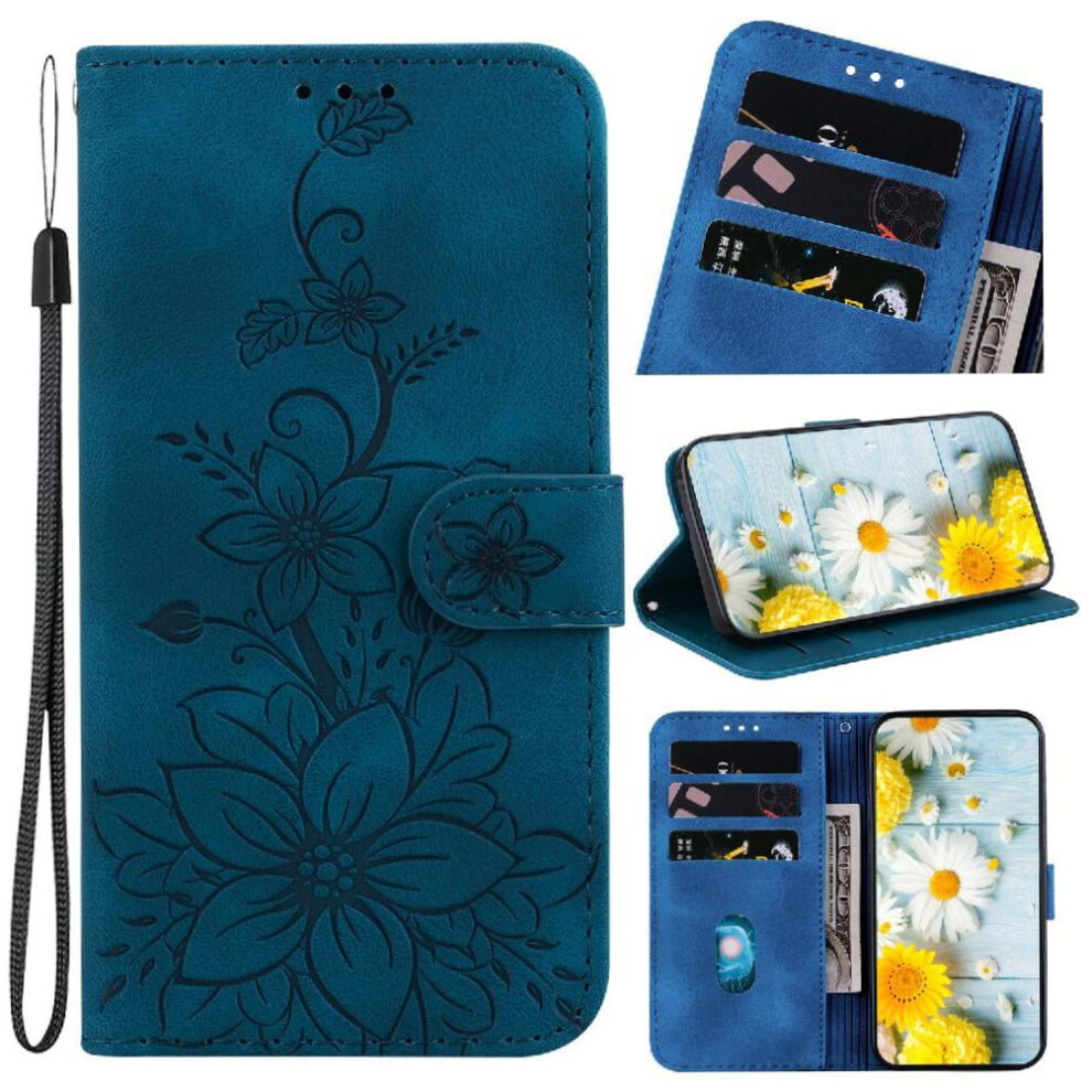 Compatible With Iphone Xr Case Kickstand Card Holder Magnetic Wallet Embossed Lily 9164030712560