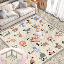 Tapete de atividades macio e grosso para bebês, 127 cm x 127 cm, impermeável e antiderrapante, dobrável e lavável à máquina, ideal para bebês