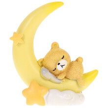 1Pcs Adorable Bear and Moon Shaped Birthday Cake Baking Decor Creative Car Adornment Resin Craft Party Ornament(Yellow)