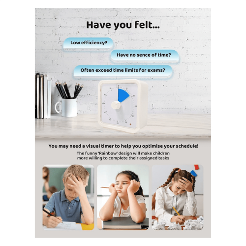 60-Minute Visual for Kids, Time Management Tool Study Classroom , Pomodoro with Silent Operation Green 2