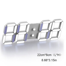 3D LED digitálne nástenné hodiny, svietiace, nočný režim, nastaviteľné, biele