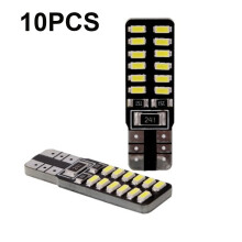 10 stk. T10 3014 24SMD LED-baklyspærer til bil, ultrasterke