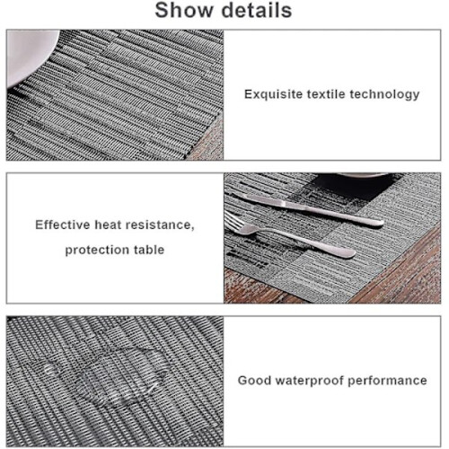 Set van 6 placemats, wasbare placemats, afveegbare placemats, set van 6 45x30cm 2