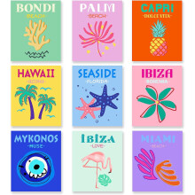 9-teiliges Set Wandbilder mit Strandmotiven, ungerahmt, für ästhetische und stilvolle Raumgestaltung
