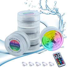 Lot de 5 lampes submersibles pour piscine Summercome, LED sous-marine avec 9 couleurs RGB, étanche IP68, télécommande RF, aimant/ventouse/pile,