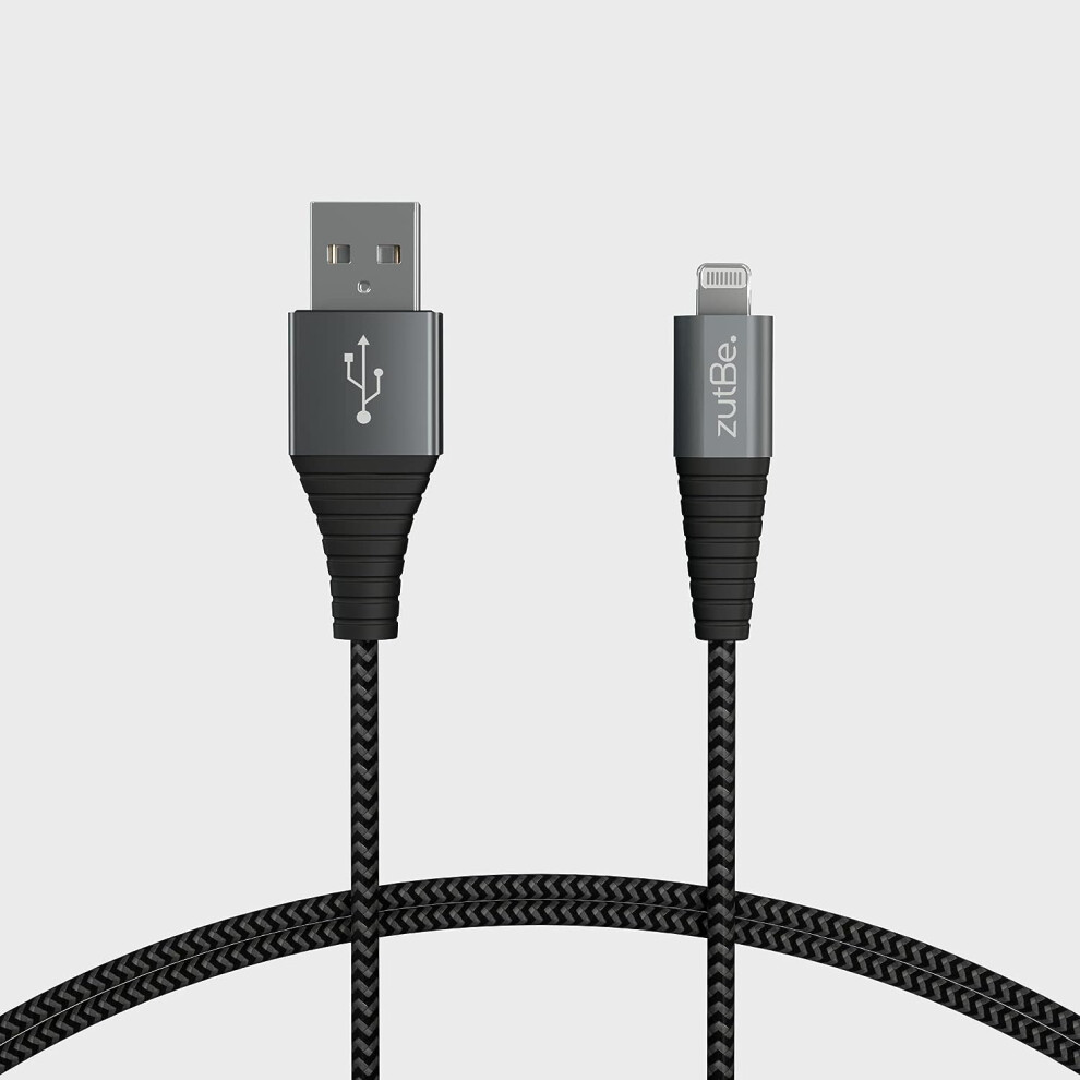 Shield & Mfi Certified Lightning Cable, Reinforced Braided Kevlar Charger Compatible With All Compatible With Iphone Silver/Black 9164030301085