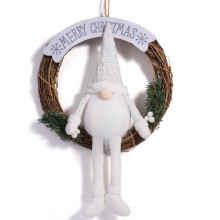 Svensk julkrans med jultomte för ytterdörr, liten skandinavisk tomte julgransprydnader fönster hem dörr juldekorationer