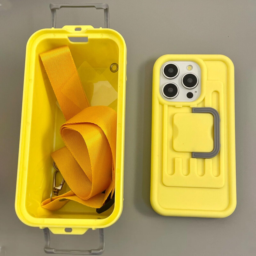 Funny Mini Suitcase Crossbody Phone Case For 15 Plus, Creative Storage Box Shape Bag Purse, Multifunctional Small Crossbody Phone Bag, Yellow 9164030303515