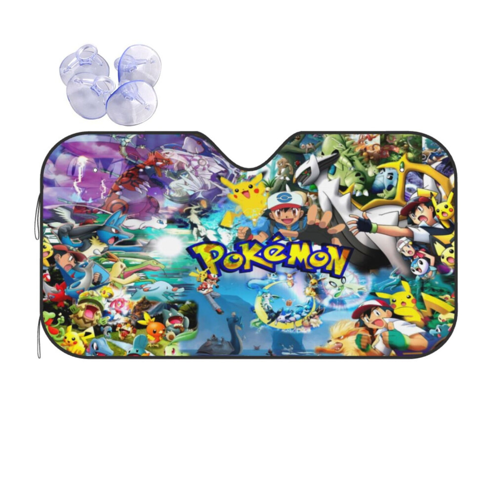 Pokemon Reflector Windshield Sunshade, Compatible With Most Cars. Foldable Heat Protection, Reflective Polyester Blocks Sun And Keeps Vehicle Cool. 9164030304567