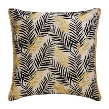Euro Sham kussenhoezen, 66 x 66 cm, zwart katoen met blad-, folie- en kantmotief, bloemenpatroon, geschikt voor decoratieve sierkussens voor de bank