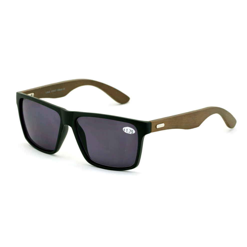 Men Genuine Bamboo Large Full Lens Sunglasses Reader - Tinted Reading Glasses 145mm Wide NOT BIFOCAL +1.50