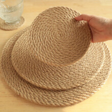 Round Woven Placemats, 12" Natural Water Hyacinth & Rattan Table Mats, Handcrafted Farmhouse Coasters for Dining, Home, Wedding
