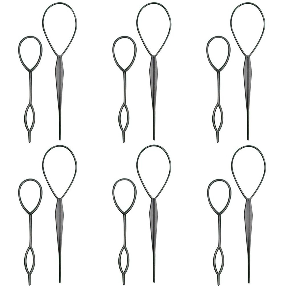 Unisex Black 12Pcs Hair Styling Tools Set For Easy Ponytail And Braid Creation