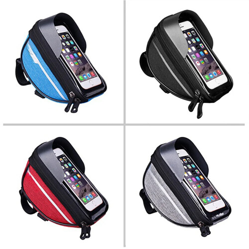 Bolsa impermeável de 6,5 polegadas para bicicleta, bolsa de guidão para mountain bike, capa protetora para celular, bolsa frontal para bicicleta, 2